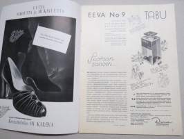 Eeva 1939 nr 9 kansikuva Märta Jaatinen, Talven suosikkiväri on musta, musta, Vakavana ajankohtana, Matkani suurin elämys, Ihmissyöjä etsimässä keskellä Eurooppaa,ym
