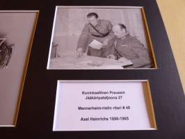 Heinrichs, Mannerheim-ristin ritari, valokuvat, paspiksen koko A4. Jääkäripataljoona 27, esim. lahjaksi. Myös muita Mannerheim-ristin ritareita, kysy.