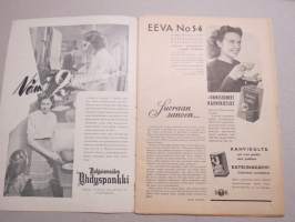 Eeva 1948 nr 5-6 Akateemikkojemme puolisoita, Ei ole syytä..., Eine Laine, Hella Vuolijoki, Aulikki Rautavaara, Hilkka Helinä, Eva Corander ja heidän koiransa, ym.