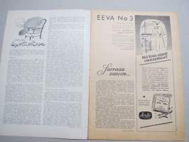 Eeva 1948 nr 3 kansikuva Salonkitanssijoiden kilpatansseissa sai Helsingin mestariparn arvonimen A-sarjassa Vickten-Vickten, Taiteilijoita Auran rannoilla, ym.