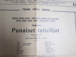 Biografiteatteri, Loimaa - 1925, &quot;Punaiset taiteilijat - 7-osainen sirkus-draama&quot; - 6-riv. harmonikan soittaja N. Kulonen, Tanssia -elokuvajuliste / movie poster