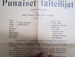 Biografiteatteri, Loimaa - 1925, &quot;Punaiset taiteilijat - 7-osainen sirkus-draama&quot; - 6-riv. harmonikan soittaja N. Kulonen, Tanssia -elokuvajuliste / movie poster