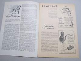 Eeva 1947 nr 3 kansikuva Tasavallan presidentin puoliso kirjoittaa nimensä Suurkisa-adressiin, Suomalainen nainen opettaa Maharanille englannin kieltä, ym.