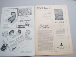 Eeva 1947 nr 11 kansikuva Ranskalainen filmitähti Yvonne Sanson, Mustan naisen elämää kultarannikolla, Arkkitehti Kyllikki Halme - Oman aikamme romantiikkaa, ym.
