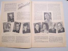 Eeva 1946 nr 3 kansikuva neiti Brita Levón, Mitä on inspiratio?, Miss Hu Tsi-Pang tutustuu Suomeen, Miss Jäderholm-Snellman Lontoon näkradiossa, Vihittyjä, ym.