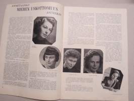 Eeva 1945 nr 5 kansikuva Kesähattu Metsäpäivien naisten matinean pukuesityksessä, Kansa valitsi Kevään kuningattaren, Annetaanko miehen uskottomuus anteeksi?, ym.