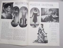 Eeva 1945 nr 5 kansikuva Kesähattu Metsäpäivien naisten matinean pukuesityksessä, Kansa valitsi Kevään kuningattaren, Annetaanko miehen uskottomuus anteeksi?, ym.