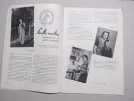 Eeva 1943 nr  6 kansikuva Kauneuskuningatar rouva Sirkka Salonen-Vartia suomalaisessa pumpulikävelypuvussa, Mies ja kevät, Mitä teillä on sydämmellänne?, ym.