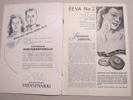 Eeva 1943 nr 2 Kuka on kirjallisuuden viehättävin naishahmo?, Suurkaupungin hienoston maalari, Unkarilaisessa kylässä, Gurli Sevon-Rosenbröijer erehdys, ym.