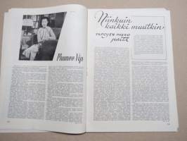 Eeva 1949 nr 2 kansikuva Rouva Sylvi Rydman, Nainen ja kauneus, Ikuisia kulkureita, Kauppakorkeakoulun oma talo valmstuu, Bussilla Pariisista Helsinkiin, ym.