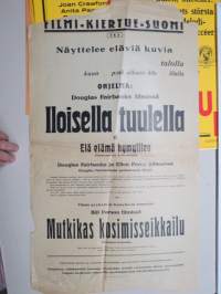 Filmi-Kiertue-Suomi FKS näyttelee elävi kuvia... &quot;Iloisella tuulella&quot;, Douglas Fairbanks &amp; Ellen Percy, 1925 -elokuvajuliste / movie poster