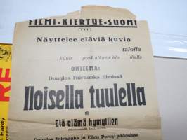 Filmi-Kiertue-Suomi FKS näyttelee elävi kuvia... &quot;Iloisella tuulella&quot;, Douglas Fairbanks &amp; Ellen Percy, 1925 -elokuvajuliste / movie poster