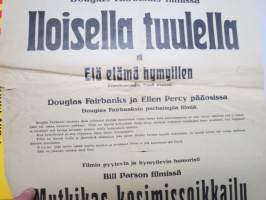 Filmi-Kiertue-Suomi FKS näyttelee elävi kuvia... &quot;Iloisella tuulella&quot;, Douglas Fairbanks &amp; Ellen Percy, 1925 -elokuvajuliste / movie poster