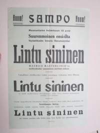 Lintu sininen (Elokuvateatteri Sampo, Pori) -elokuvajuliste / movie poster