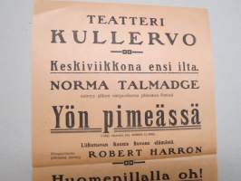 Yön pimeässä, Norma Talmadge, Robert Harron (Elokuvateatteri Kullervo, Pori) -elokuvajuliste / movie poster