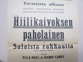 Hiilikaivoksen paholainen, Ella Hall &amp; Harry Carey (Elokuvateatteri Kullervo, Pori) -elokuvajuliste / movie poster