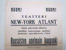 Ruusuisten unelmain kaupunki &amp; Oman itsen kummitus (Elokuvateatteri New-York Atlant) -elokuvajuliste / movie poster