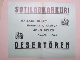 Sotilaskarkuri - Desertören, Wallace Beery, Barbara Stanwyck, 1942 -elokuvajuliste / movie poster