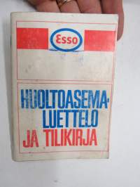 Esso huoltoasemaluettelo ja tilikirja 1.1.1971