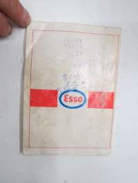 Esso huoltoasemaluettelo ja tilikirja 1.1.1971