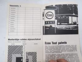 Esso - auton kirjanpito ja  Esso Test huoltoasemaluettelo 1.1.1973