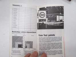 Esso - auton kirjanpito ja  Esso Test huoltoasemaluettelo 1.1.1974