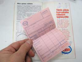 Esso - auton kirjanpito ja  Esso Test huoltoasemaluettelo 1.1.1974