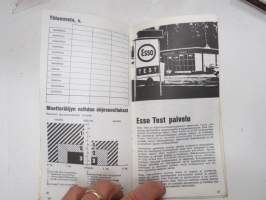 Esso - auton kirjanpito ja  Esso Test huoltoasemaluettelo 1.1.1974