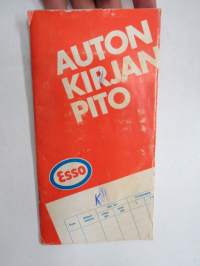 Esso - auton kirjanpito ja  Esso Test huoltoasemaluettelo 1.1.1974