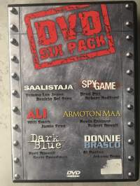DVD six pack Saalistaja - Spy game - Ali - Armoton maa -Dark blue - Donnie Brasco DVD - elokuva suom. txt