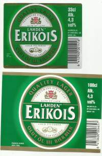 Lahden Erikois III olut   33 ja 100 cl  -  olutetiketti  2 eril