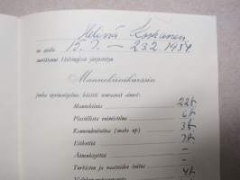 Mannekiinikurssin todistus, Helinä Korhonen 1954 - Helsingin Mannekiinikoulu, aito allekirjoitus; Tabe Slioor