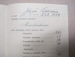 Mannekiinikurssin todistus, Helinä Korhonen 1954 - Helsingin Mannekiinikoulu, aito allekirjoitus; Tabe Slioor