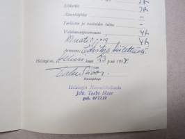 Mannekiinikurssin todistus, Helinä Korhonen 1954 - Helsingin Mannekiinikoulu, aito allekirjoitus; Tabe Slioor