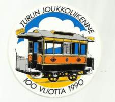 Turun joukkoliikenne 100 vuotta 1990  - tarra 9 cm