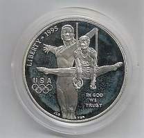 U.S.A.1 Dollar 1995 C Olympics Of Atlanta Proof With Case 1995 hopeaa  alkuperäiskotelossa