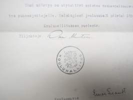 Kouluhallitus 31.12.1930 -asiakirja, allekirjoitus Oskari Mantere &amp; Einar Fieandt