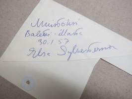 Elsa Sylvestersson -nimikirjoitus / signature - autograph