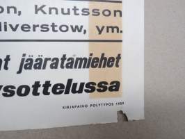 Ruotsi-Suomi jäärata (jääspeedway) maaottelu Turun urheilupuistossa 1.3.1959 Bramberg, Andersson, Knuttson, Pajari, Jousanen, Seliverstow -juliste / poster