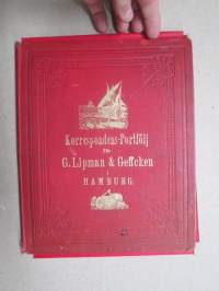 Korrresponds-Portfölj för G. Lipman &amp; Geffcken i Hamburg -Hampurilaisen kauppahuoneen lähettämä kirjeenvaihtokansio / säilytyskansio suomalaiselle kauppakumppanille