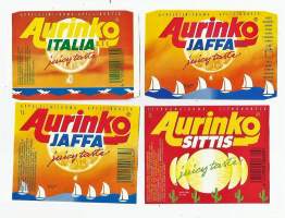 Aurinko Italia,Jaffa ja Sittis -  juomaetiketti 4 eril