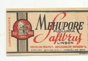 Mehupore Puolukka -  juomaetiketti