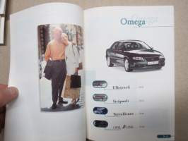 Opel 1998-99 lisävarusteluettelo uudet myynnissä olevat mallit -myyntiesite / sales brochure