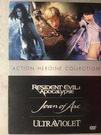 Action heroine collection - Resident evil: Apocalypse - JOan of ach - Ultraviolet 3-DVD box DVD - elokuva suom. txt