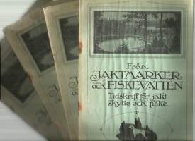 Från jaktmarker och fiskevatten - tidskrift för jakt, skytte och fiske 1947 nr 3,4-5, 8 ja 9  yht 4 lehteä Ruotsi