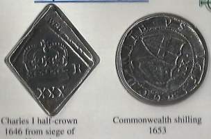 Civil War Coins Set Charles I half crown 1646,  Commonwealth shilling 1653  /Westair  Jällituotantoa kotelossa