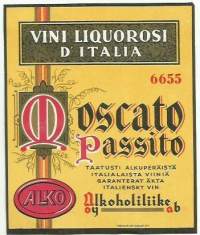 Moscato Passito  nr 6655 taatusti alkuperäistä italialaista viiniä - viinaetiketti / Frencellin kivipaino