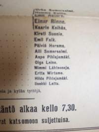 Suomen Kansallisteatteri - Tukkijoella näytelmä, kirjoittanut Teuvo Pekkala, 3.2.1921 -juliste / poster