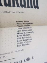 Suomen Kansallisteatteri - Kuopion takana näytelmä, kirjoittanut Gustaf von Numers, 27.3.1921 -juliste / poster