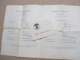 Fazer Konserttitoimisto Heimo Haitto 1956 -konserttiohjelma + pääsylippu, Kemijärvi 1956 -concert program